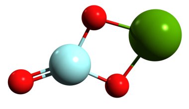 Magnezyum silikat iskelet formülünün 3 boyutlu görüntüsü - beyaz arkaplanda izole edilmiş inorganik maddenin moleküler kimyasal yapısı