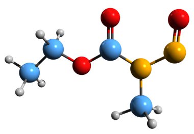 3D image of Nitrosomethylurethane skeletal formula - molecular chemical structure of Methylnitrosourethane isolated on white background clipart