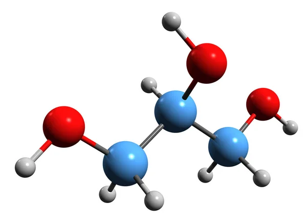 Aufnahme Der Glycerin Skelettformel Molekulare Chemische Struktur Von Glycerin Isoliert — Stockfoto