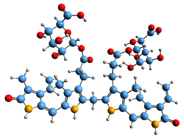 stock image  3D image of Bilirubin glucuronide skeletal formula - molecular chemical structure of Bilirubin monoglucuronide isolated on white background