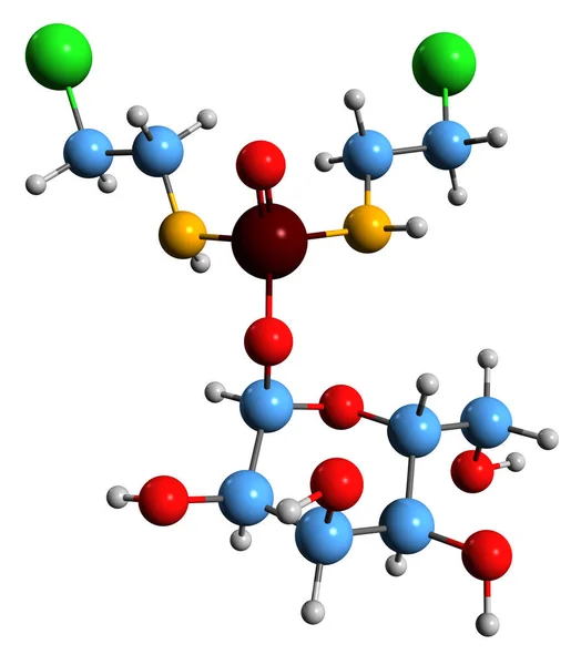 Aufnahme Der Glufosfamid Skelettformel Molekulare Chemische Struktur Von Glukophosphamid Isoliert — Stockfoto