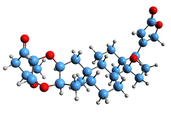 Imagem Fórmula Esquelética Gomfozida Estrutura Química Molecular Cardenolídeo Isolado Fundo — Fotografia de Stock