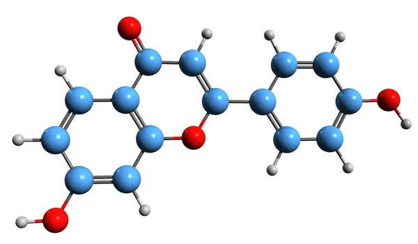 Imagen Fórmula Esquelética Daidzein Estructura Química Molecular Isoaurostatina Aislada Sobre — Foto de Stock