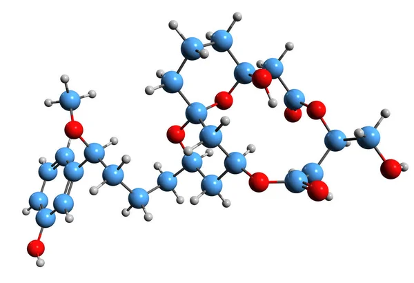 Aufnahme Der Debromoaplysiatoxin Skelettformel Molekulare Chemische Struktur Des Giftstoffs Lyngbya — Stockfoto