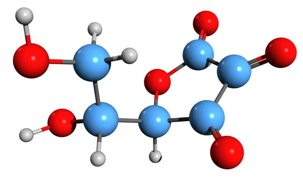Aufnahme Der Dehydroaskorbinsäure Skelettformel Molekulare Chemische Struktur Der Ascorbinsäure Oxidierte — Stockfoto