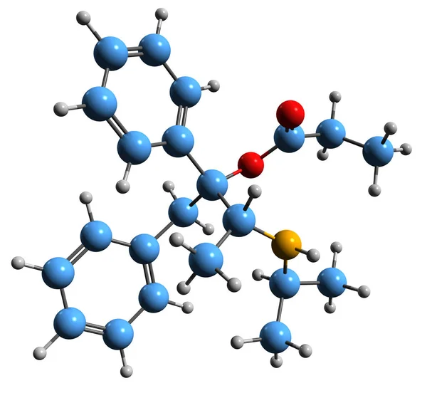 Beeld Van Dextropropoxyfeen Skeletformule Moleculaire Chemische Structuur Van Analgetisch Opioïde — Stockfoto