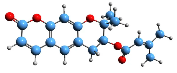 Aufnahme Der Decursin Skelettformel Molekularchemische Struktur Von Cumarin Methyl Butensäure — Stockfoto