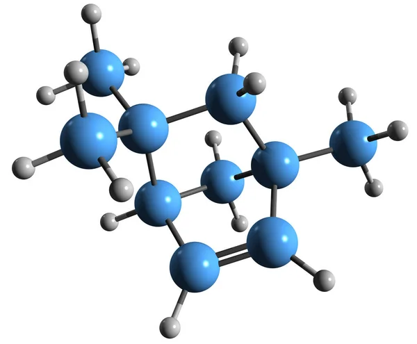 Delta Fenchen骨格式の3D画像 白い背景に単離された植物化学の分子化学構造 — ストック写真