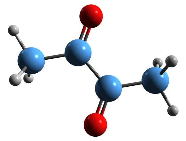Aufnahme Der Diacetyl Skelettformel Molekulare Chemische Struktur Von Butanedion Isoliert — Stockfoto