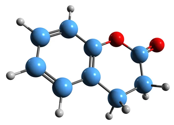 Aufnahme Der Skelettformel Von Dihydrocoumarin Molekulare Chemische Struktur Des Pflanzlichen — Stockfoto