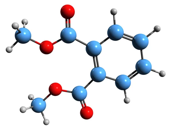 Aufnahme Der Dimethylphthalat Skelettformel Molekulare Chemische Struktur Des Insektenschutzmittels Isoliert — Stockfoto
