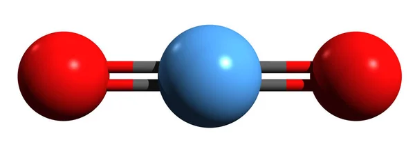 二酸化炭素骨格式の3D画像 白地に単離された炭素酸ガスの分子化学構造 — ストック写真