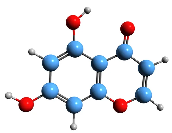 Εικόνα Του Σκελετικού Τύπου Dioxychromone Μοριακή Χημική Δομή Της Χρωμόνης — Φωτογραφία Αρχείου