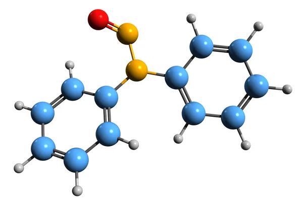 Diphenylnitrosamine骨骼公式的三维图像 白色背景下分离的N 硝基苯胺的分子结构 — 图库照片