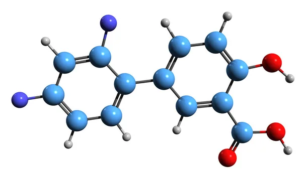 Imagem Fórmula Esquelética Difunisal Estrutura Química Molecular Medicação Analgésica Isolada — Fotografia de Stock