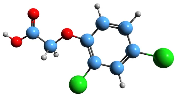 Obraz Wzoru Szkieletowego Kwasu Dichlorofenoksyoctowego Molekularna Struktura Chemiczna Herbicydu Ogólnoustrojowego — Zdjęcie stockowe