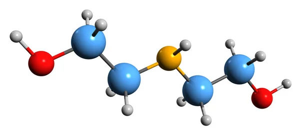 二乙醇胺骨架公式的三维图像 白底分离缓冲剂二醇胺的分子结构 — 图库照片
