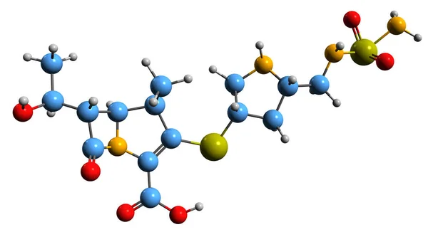 Doripenem骨格式の3D画像 白地に単離されたカルバペネム系抗生物質の分子化学構造 — ストック写真