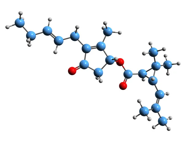 Jasmolin 型骨骼公式的三维图像 白色背景下分离的单环状吡啶的分子化学结构 — 图库照片