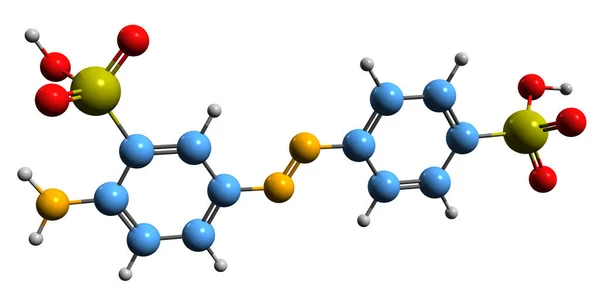 Hızlı Sarı Iskelet Formülünün Boyutlu Görüntüsü Azo Boyasının Moleküler Kimyasal — Stok fotoğraf