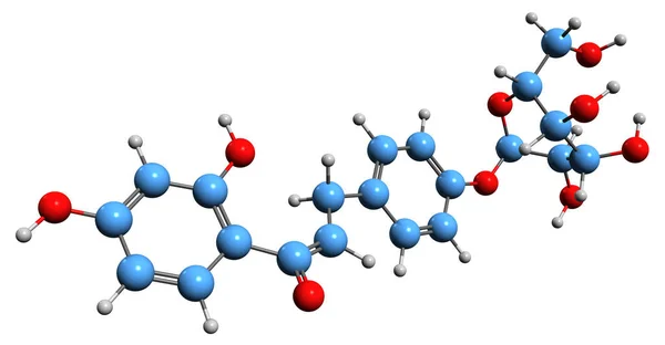 Beeld Van Isoliquiritin Skeletformule Moleculaire Chemische Structuur Van Trans Chalcone — Stockfoto