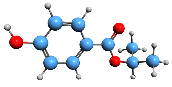 Aufnahme Der Isopropylparaben Skelettformel Molekulare Chemische Struktur Von Isopropyl Hydroxybenzoat — Stockfoto