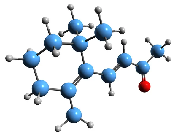 Imagen Fórmula Esquelética Ionona Estructura Química Molecular Cetona Rosa Aislada — Foto de Stock