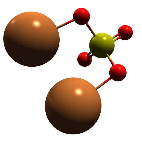 硫化钾骨架公式的三维图像 白色背景下分离出的榴辉石分子结构 — 图库照片