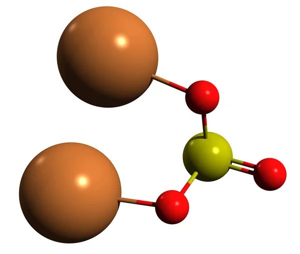 硫化钾骨架公式的三维图像 白色背景下分离的无机化合物的分子结构 — 图库照片