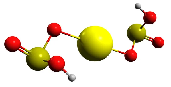 二硫化カルシウム骨格式の3D画像 白地に分離された硫化水素カルシウムの分子化学構造 — ストック写真