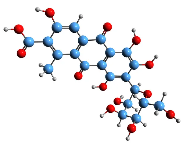 Bild Der Karminsäureskelettformel Molekulare Chemische Struktur Des Karminsees Isoliert Auf — Stockfoto