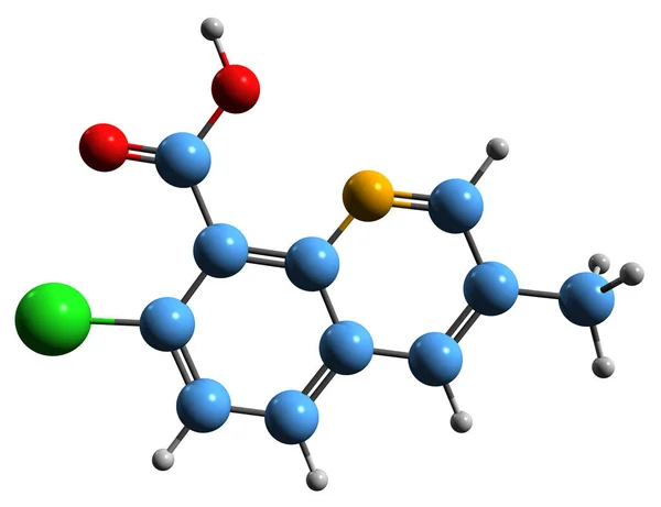 stock image 3D image of Quinmerak skeletal formula - molecular chemical structure of systemic herbicide isolated on white background