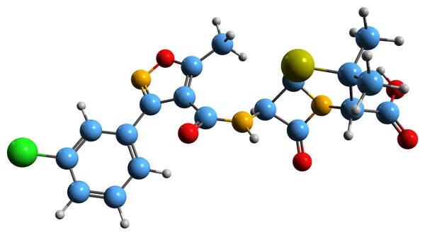 Beeld Van Cloxacilline Skelet Formule Moleculaire Chemische Structuur Van Antibiotica — Stockfoto