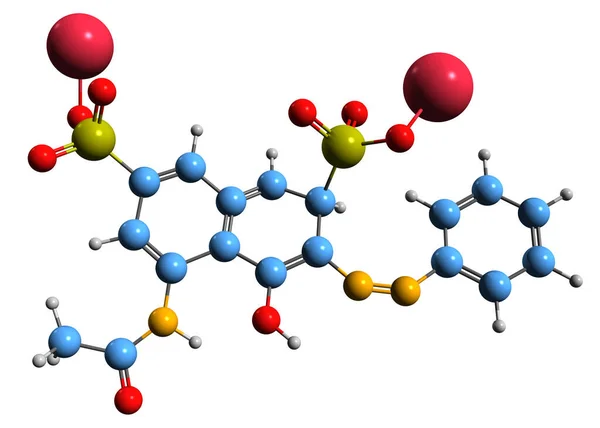 Beeld Van Red Skeletformule Moleculaire Chemische Structuur Van Rode Azokleurstof — Stockfoto