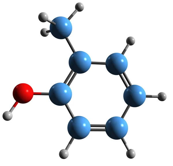 Obraz Receptury Szkieletowej Krezolu Molekularna Struktura Chemiczna Metylofenolu Izolowanego Białym — Zdjęcie stockowe