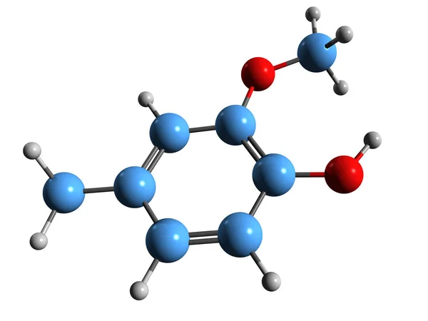 Beeld Van Creosol Skeletformule Moleculaire Chemische Structuur Van Methylguaiacol Geïsoleerd — Stockfoto