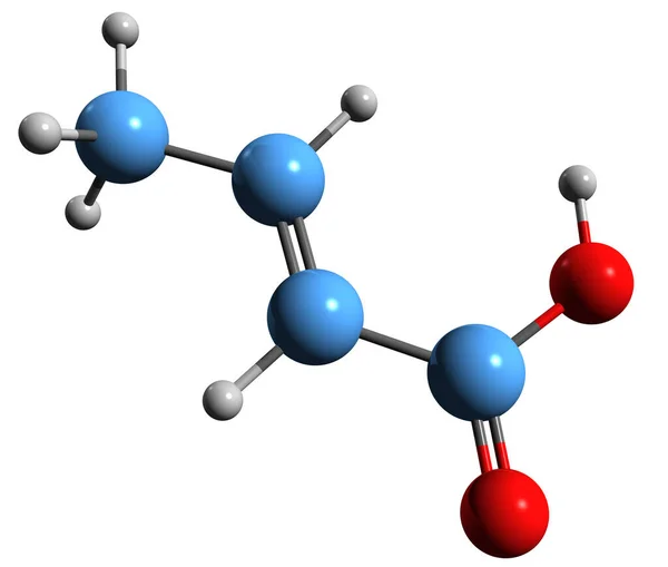 Aufnahme Der Crotonsäure Skelettformel Molekulare Chemische Struktur Der Methylacrylsäure Isoliert — Stockfoto