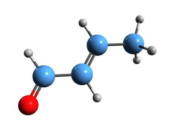 Aufnahme Der Crotonaldehyd Skelettformel Molekulare Chemische Struktur Von Propylenaldehyd Isoliert — Stockfoto