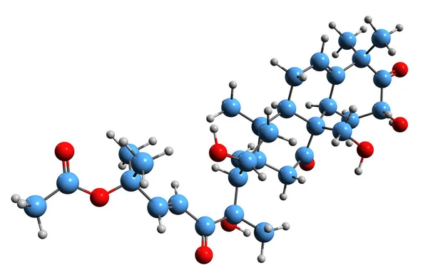 Cucurbitacin骨格式の3D画像 白地に分離されたトリテルペンの分子化学構造 — ストック写真