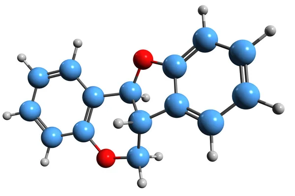 Изображение Скелетной Формулы Птерокарпана Молекулярная Химическая Структура Кумаранохрома Выделенная Белом — стоковое фото