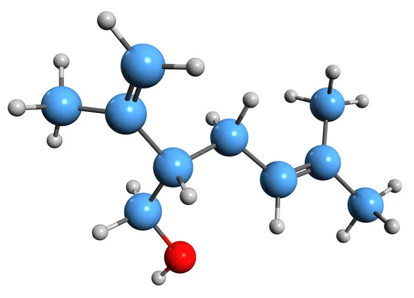 Aufnahme Der Lavandulol Skelettformel Molekularchemische Struktur Des Lavendelöls Phytochemisch Isoliert — Stockfoto
