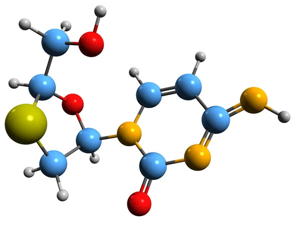 Imagen Fórmula Esquelética Lamivudina Estructura Química Molecular Medicación Antirretroviral Aislada — Foto de Stock