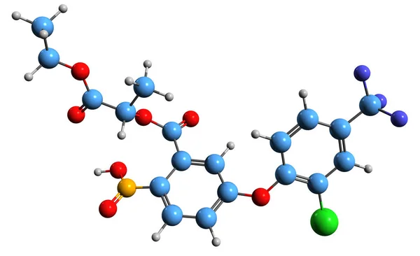 Εικόνα Του Σκελετικού Τύπου Lactofen Μοριακή Χημική Δομή Επιλεκτικού Ζιζανιοκτόνου — Φωτογραφία Αρχείου