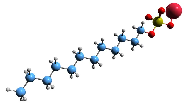 Sodyum Dodecil Sülfat Iskelet Formülünün Boyutlu Görüntüsü Sodyum Dodekanesülfatın Moleküler — Stok fotoğraf