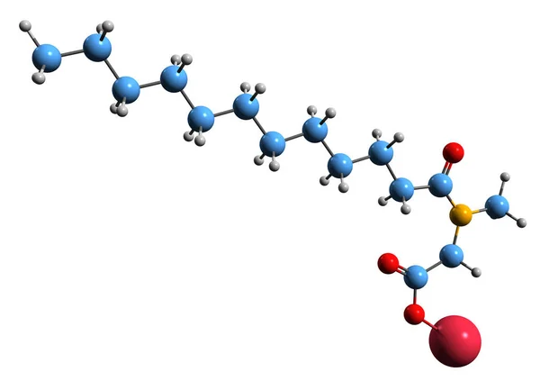 Beeld Van Natriumlauroylsarcosinaatskeletformule Moleculaire Chemische Structuur Van Anionogene Oppervlakteactieve Sarcosyl — Stockfoto