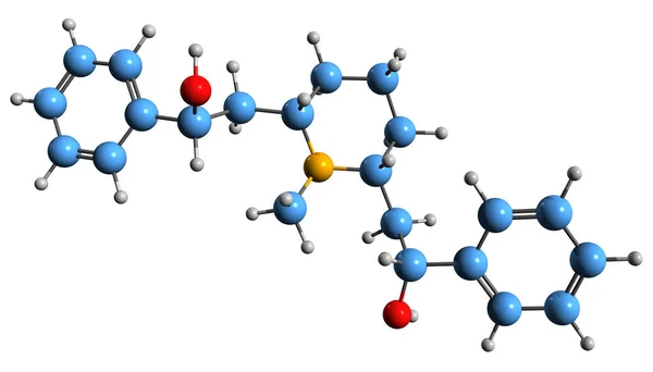 stock image  3D image of Lobeline skeletal formula - molecular chemical structure of pyridine alkaloid isolated on white background