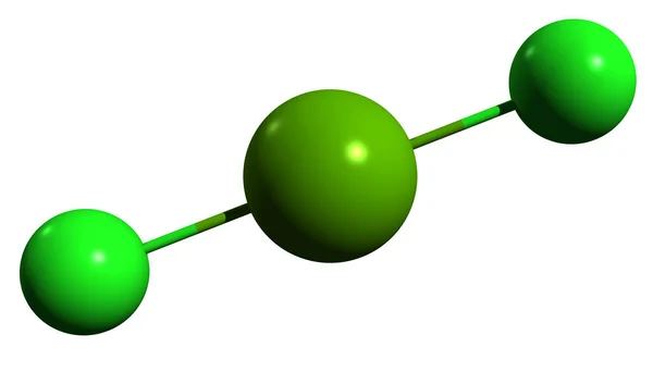 氯化镁骨架公式的三维图像 白色背景下分离的无机化合物分子化学结构 — 图库照片