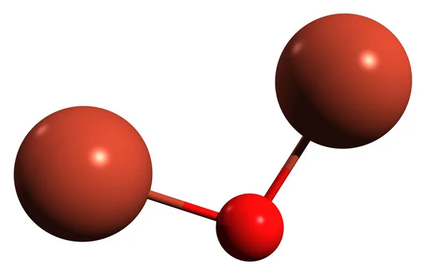 铜I氧化物骨架公式的三维图像 白色背景下分离的Cuprite分子结构 — 图库照片
