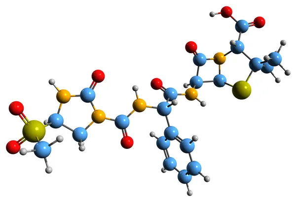 Obraz Wzoru Szkieletowego Mezlocillin Molekularna Struktura Chemiczna Antybiotyku Penicyliny Izolowanego — Zdjęcie stockowe
