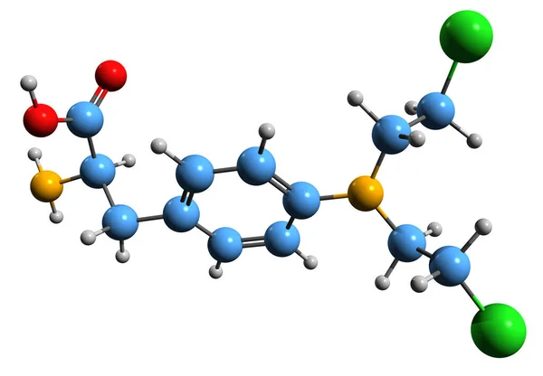 Aufnahme Der Melphalan Skelettformel Molekulare Chemische Struktur Von Chemotherapie Medikamenten — Stockfoto
